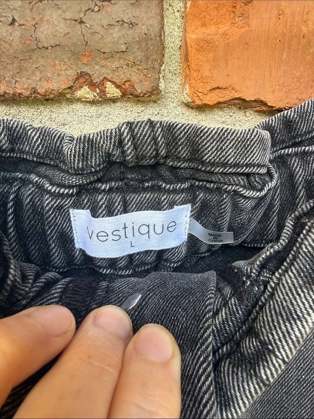 Black denim shorts